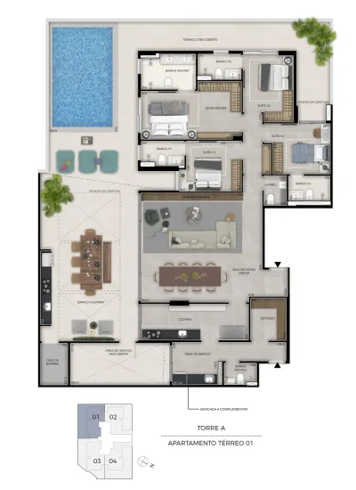 Planta garden Torre A 270m²
